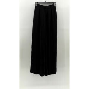 TRONJORI Women's Black Solid High-Rise Wide-Leg Casual Palazzo Trousers SZ XS